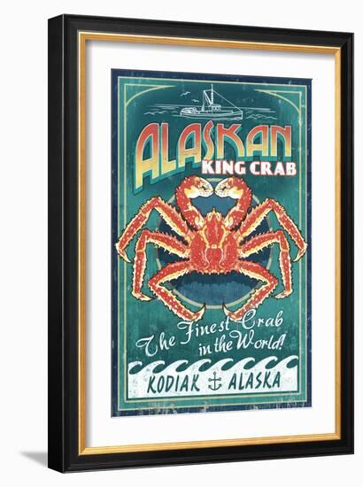 Kodiak, Alaska - King Crab Vintage Sign-Lantern Press-Framed Art Print