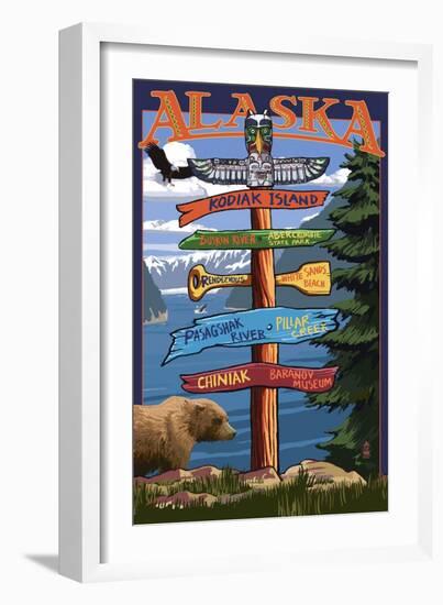 Kodiak Island, Alaska - Destination Sign-Lantern Press-Framed Art Print
