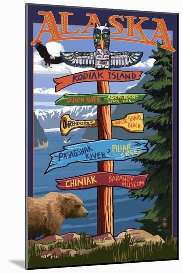 Kodiak Island, Alaska - Destination Sign-Lantern Press-Mounted Art Print