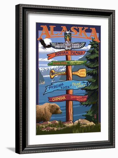 Kodiak Island, Alaska - Destination Sign-Lantern Press-Framed Art Print