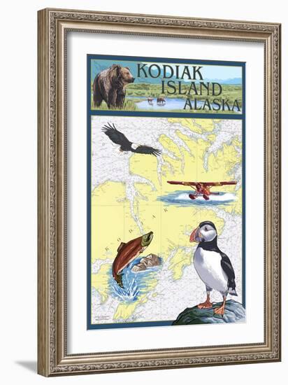 Kodiak Island, Alaska - Nautical Chart-Lantern Press-Framed Art Print