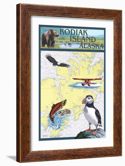 Kodiak Island, Alaska - Nautical Chart-Lantern Press-Framed Art Print