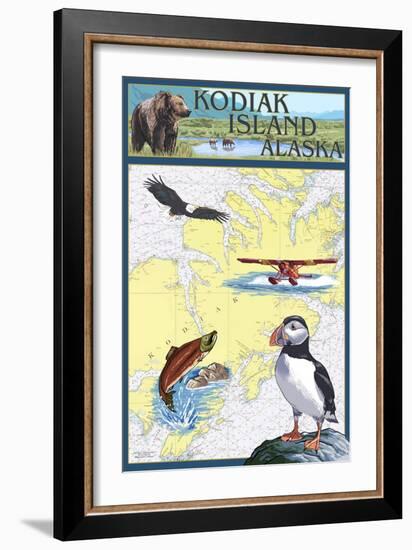 Kodiak Island, Alaska - Nautical Chart-Lantern Press-Framed Art Print