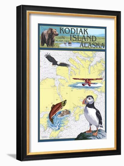 Kodiak Island, Alaska - Nautical Chart-Lantern Press-Framed Art Print