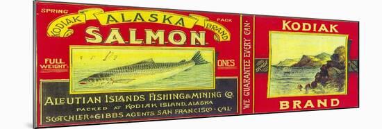 Kodiak Salmon Can Label - Kodiak Island, AK-Lantern Press-Mounted Art Print