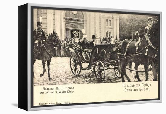 König Von Serbien in Offener Kutsche, Uniformen-null-Framed Premier Image Canvas