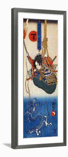 Koga Saburo Suspendeding a Basket Watching a Dragon-Kuniyoshi Utagawa-Framed Giclee Print