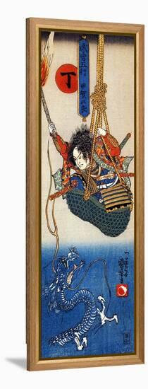 Koga Saburo Suspendeding a Basket Watching a Dragon-Kuniyoshi Utagawa-Framed Premier Image Canvas