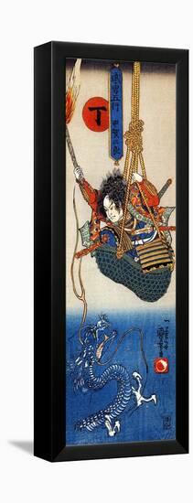 Koga Saburo Suspendeding a Basket Watching a Dragon-Kuniyoshi Utagawa-Framed Premier Image Canvas