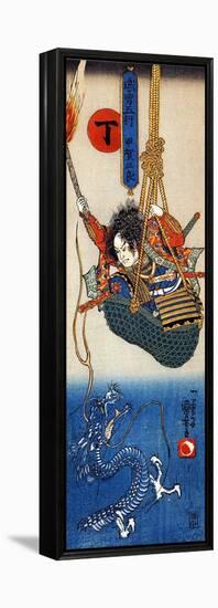 Koga Saburo Suspendeding a Basket Watching a Dragon-Kuniyoshi Utagawa-Framed Premier Image Canvas