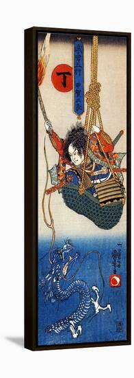 Koga Saburo Suspendeding a Basket Watching a Dragon-Kuniyoshi Utagawa-Framed Premier Image Canvas