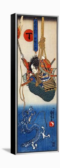 Koga Saburo Suspendeding a Basket Watching a Dragon-Kuniyoshi Utagawa-Framed Premier Image Canvas