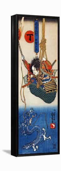 Koga Saburo Suspendeding a Basket Watching a Dragon-Kuniyoshi Utagawa-Framed Premier Image Canvas