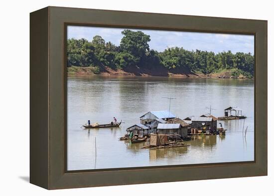 Koh Trong Island. Floating Vietnamese fishing village across the Mekong River from Kratie, Cambodia-Yvette Cardozo-Framed Premier Image Canvas