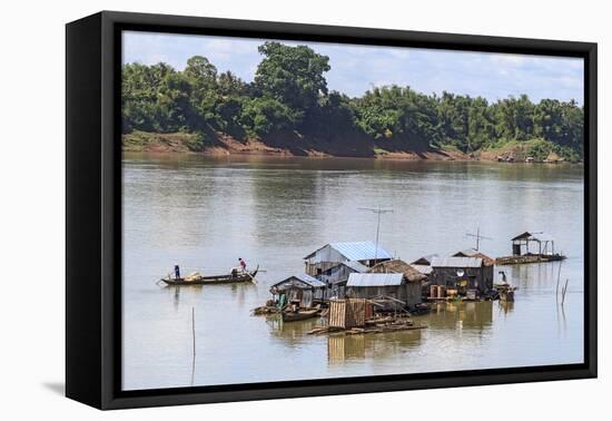 Koh Trong Island. Floating Vietnamese fishing village across the Mekong River from Kratie, Cambodia-Yvette Cardozo-Framed Premier Image Canvas