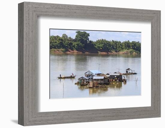 Koh Trong Island. Floating Vietnamese fishing village across the Mekong River from Kratie, Cambodia-Yvette Cardozo-Framed Photographic Print