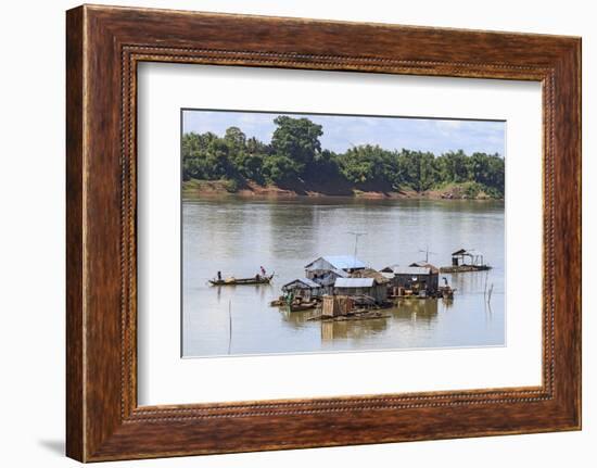 Koh Trong Island. Floating Vietnamese fishing village across the Mekong River from Kratie, Cambodia-Yvette Cardozo-Framed Photographic Print