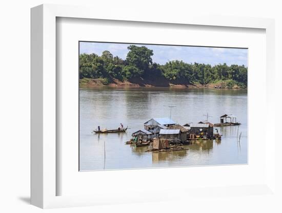 Koh Trong Island. Floating Vietnamese fishing village across the Mekong River from Kratie, Cambodia-Yvette Cardozo-Framed Photographic Print