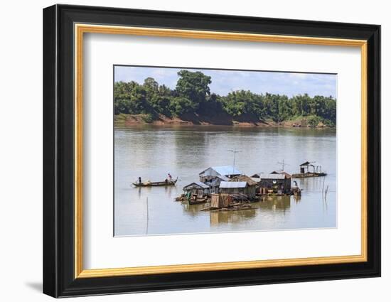 Koh Trong Island. Floating Vietnamese fishing village across the Mekong River from Kratie, Cambodia-Yvette Cardozo-Framed Photographic Print