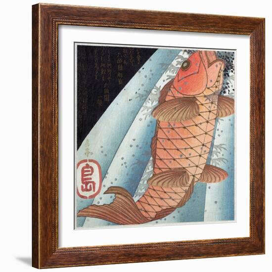 Koi Carp; Pub. C. 1820 (Colour Woodblock Print)-Japanese School-Framed Giclee Print