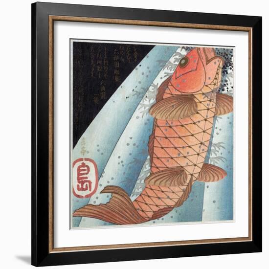 Koi Carp; Pub. C. 1820 (Colour Woodblock Print)-Japanese School-Framed Giclee Print