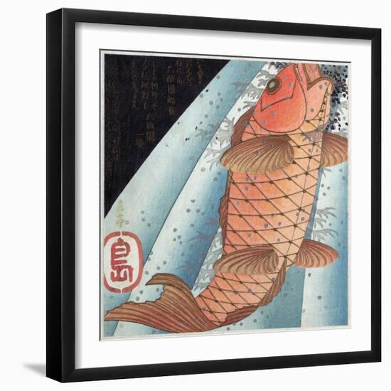 Koi Carp; Pub. C. 1820 (Colour Woodblock Print)-Japanese School-Framed Giclee Print