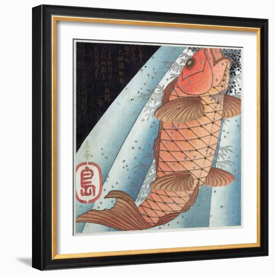 Koi Carp; Pub. C. 1820 (Colour Woodblock Print)-Japanese School-Framed Giclee Print