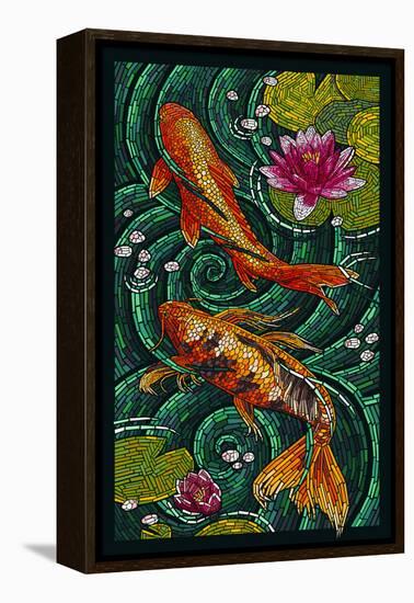 Koi - Paper Mosaic-Lantern Press-Framed Stretched Canvas