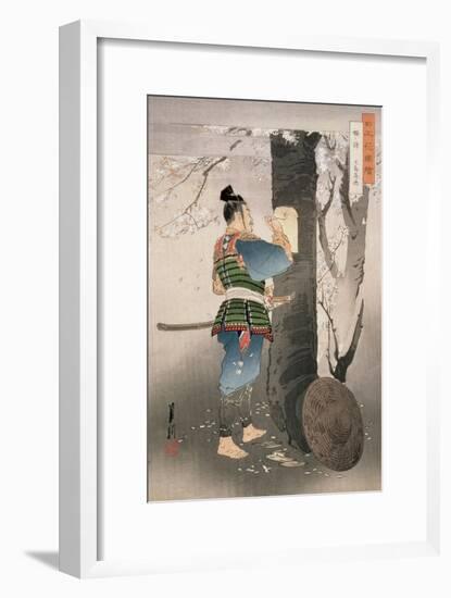 Kojima Takanori Writing a Poem on a Cherry Tree, from the Series, 'Pictures of Flowers of Japan',…-Ogata Gekko-Framed Giclee Print