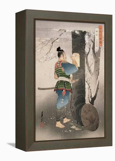 Kojima Takanori Writing a Poem on a Cherry Tree, from the Series, 'Pictures of Flowers of Japan',…-Ogata Gekko-Framed Premier Image Canvas