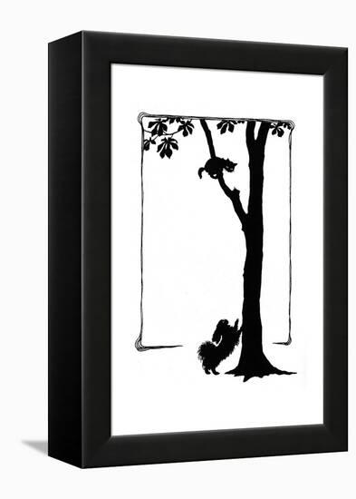 Koko the Dog Frightens a Kitten into a Tree-Mary Baker-Framed Premier Image Canvas