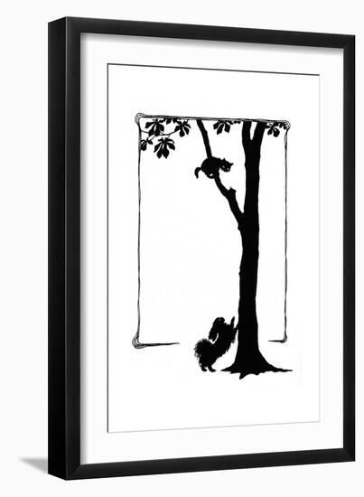 Koko the Dog Frightens a Kitten into a Tree-Mary Baker-Framed Giclee Print