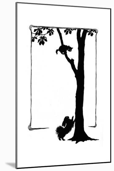 Koko the Dog Frightens a Kitten into a Tree-Mary Baker-Mounted Giclee Print