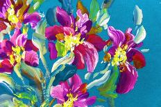 Flowers on a Green Background-KoliadzynskaIryna-Stretched Canvas