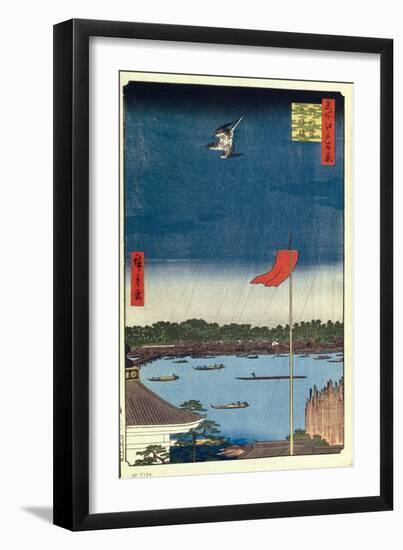 Komakata Hall and Azuma Bridge (One Hundred Famous Views of Ed), 1856-1858-Utagawa Hiroshige-Framed Giclee Print