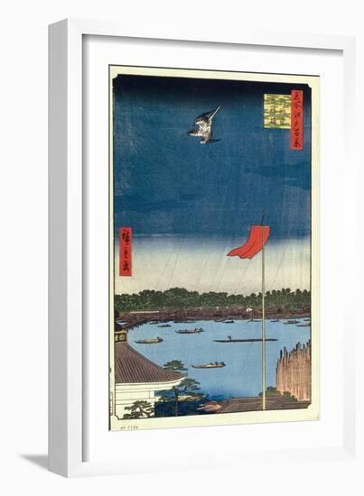 Komakata Hall and Azuma Bridge (One Hundred Famous Views of Ed), 1856-1858-Utagawa Hiroshige-Framed Giclee Print