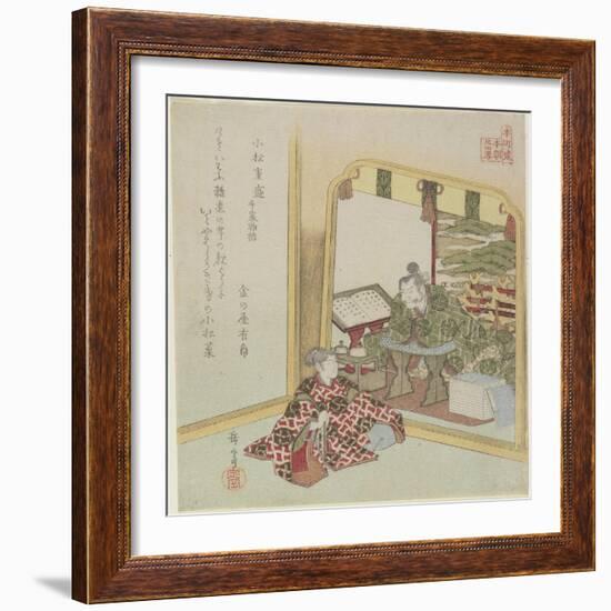 Komatsu Shigemori from the Tales of Heike, C. 1820-Yashima Gakutei-Framed Giclee Print