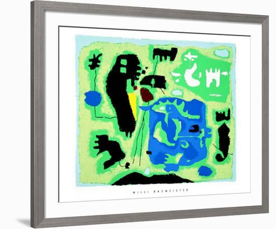 Komposition in Grun, c.1954-Willi Baumeister-Framed Serigraph