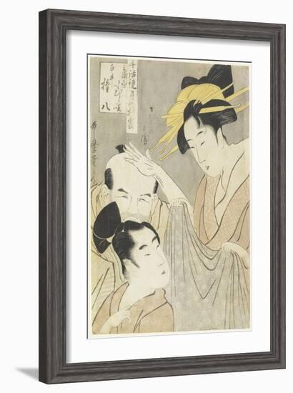 Komurasaki of the Muuraya House, Shirai Gonpachi and Viperous Jihe, 1798-1800-Kitagawa Utamaro-Framed Giclee Print