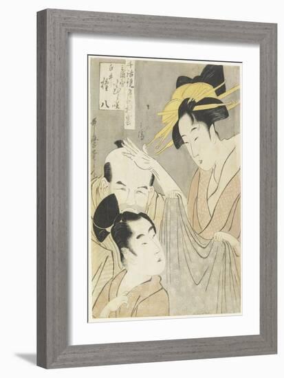 Komurasaki of the Muuraya House, Shirai Gonpachi and Viperous Jihe, 1798-1800-Kitagawa Utamaro-Framed Giclee Print