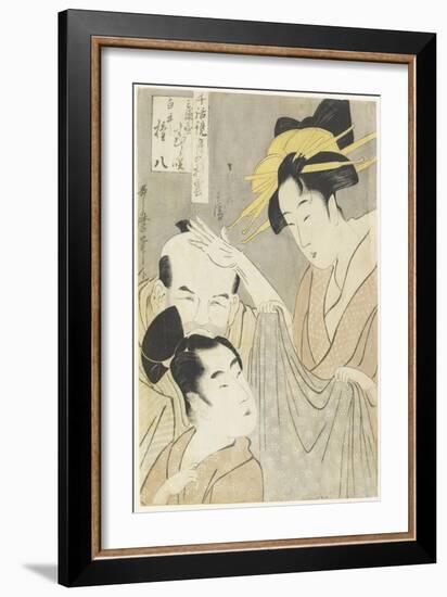 Komurasaki of the Muuraya House, Shirai Gonpachi and Viperous Jihe, 1798-1800-Kitagawa Utamaro-Framed Giclee Print