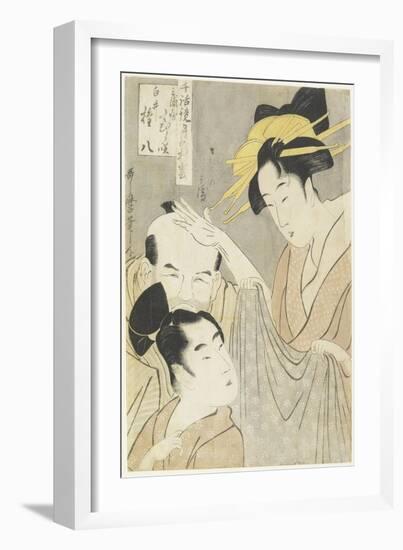 Komurasaki of the Muuraya House, Shirai Gonpachi and Viperous Jihe, 1798-1800-Kitagawa Utamaro-Framed Giclee Print