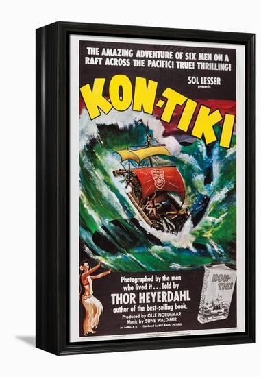 Kon-Tiki, Norwegian Poster, 1950-null-Framed Stretched Canvas