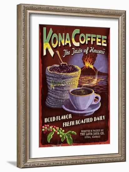 Kona Coffee - Hawaii-Lantern Press-Framed Art Print