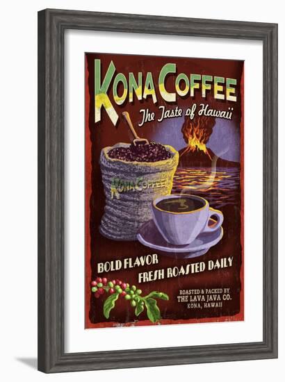 Kona Coffee - Hawaii-Lantern Press-Framed Art Print