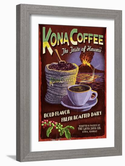 Kona Coffee - Hawaii-Lantern Press-Framed Art Print