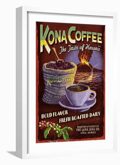 Kona Coffee - Hawaii-Lantern Press-Framed Art Print