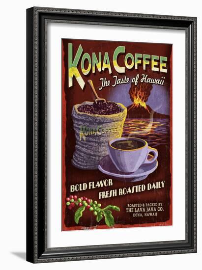 Kona Coffee - Hawaii-Lantern Press-Framed Art Print