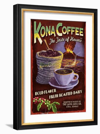 Kona Coffee - Hawaii-Lantern Press-Framed Art Print