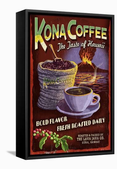 Kona Coffee - Hawaii-Lantern Press-Framed Stretched Canvas